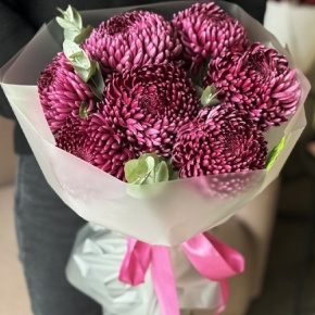 Букет "Виноградный" из 7 хризантем Бигоуди в Клину