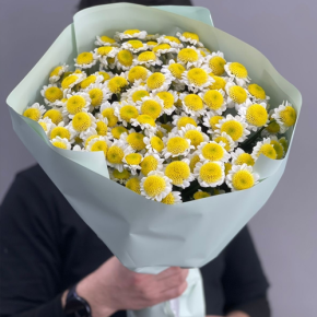 Букет "Моё солнышко" из 17 хризантем сантини  в Клину