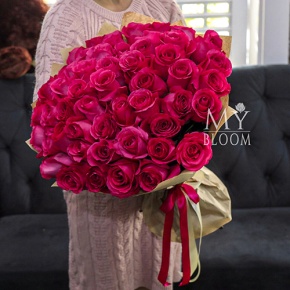 Букет 51 роза Эквадор Пинк Флоид (60 см) в Клину