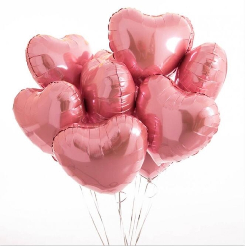 Сердце розовое фольгированный шар с гелием (45 см) в Клину
