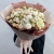 Букет "Шаганэ" из ранункулюсов, хризантем Момоко, озатамнуса, кустовых роз сорта Таня, эустом и гортензий в Клину